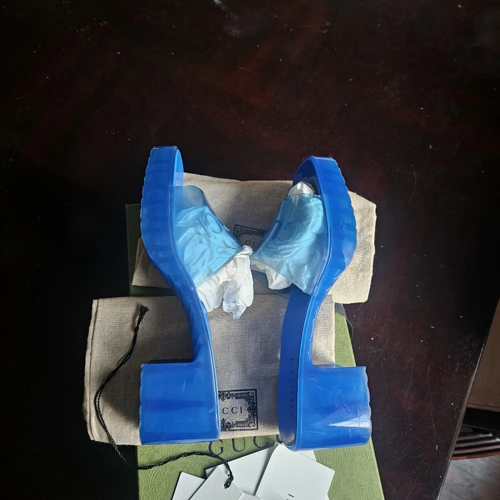 Gucci Blue Slide Sandals Size 37 - Picture 8 of 15